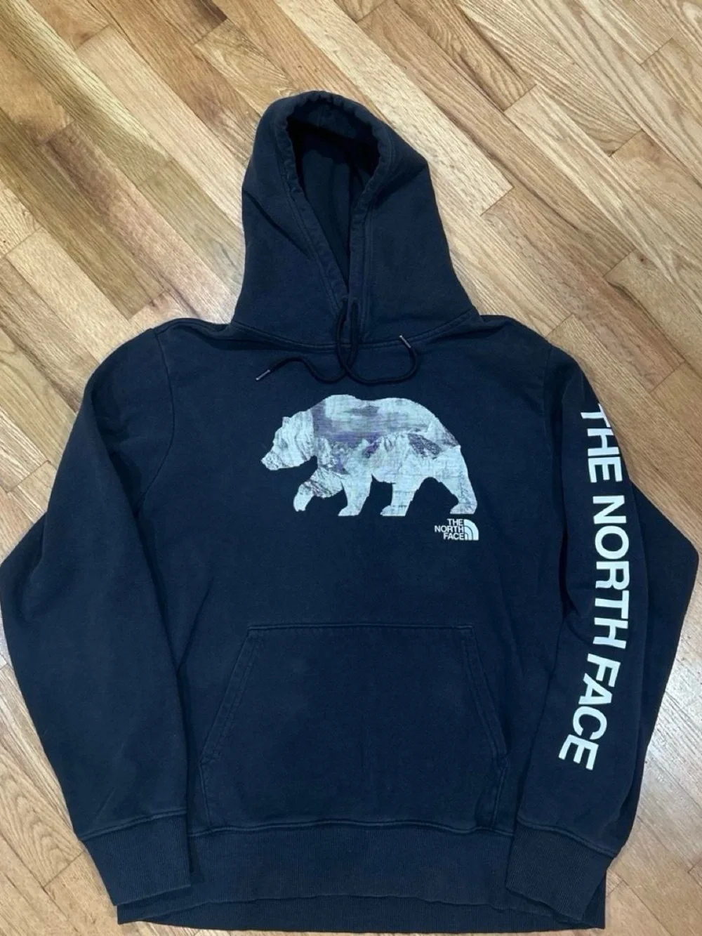 The North Face Black Crewneck Hoodie with Bear Graphic